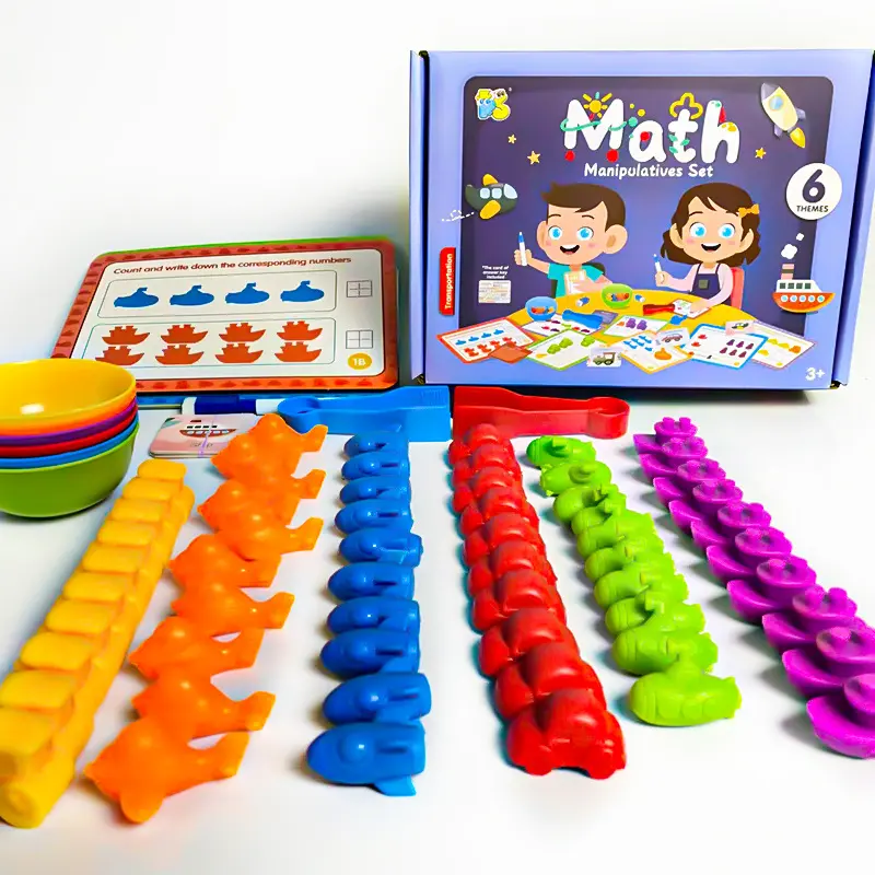 Transport Montessori mainan hitung untuk anak-anak huruf permainan yang cocok dengan mangkuk penyortiran warna aktivitas belajar prasekolah
