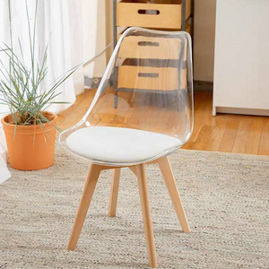 Dossier de chaise domestique Transparent bjflamingo, <span class=keywords><strong>pieds</strong></span> en <span class=keywords><strong>bois</strong></span> en plastique, chaise - Product Image 1