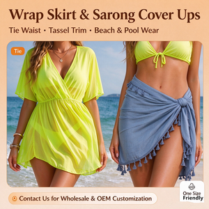 Damen Häkel-Strick Midi-Strandkleid V-Ausschnitt Langarm Urlaubsstil - Product Image 5
