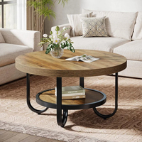 Ensemble de table basse vintage minimaliste en fer forgé et bois massif de style américain avec design personnalisable pour salon et maison d'hôtes