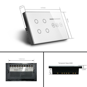 สมาร์ทโฮม147*86มม. UK Touch Tuya Wifi + RF 4ตัวและสวิตช์ปรับความเร็วพัดลมกระจกเทมเปอร์ Wifi Wall Smart Switch รองรับ Google/<span class=keywords><strong>Alex</strong></span> - Product Image 6