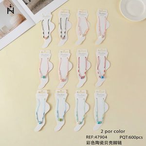 Cavigliera in ceramica colorata con conchiglie, 2 pezzi per colore, gioielli alla moda da donna - Product Image 3