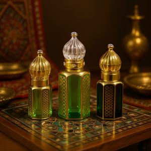 Flacons de parfum Attar arabes en verre 2 3 5 10 ml avec bouchon en cristal et emballage estampé or - Product Image 2