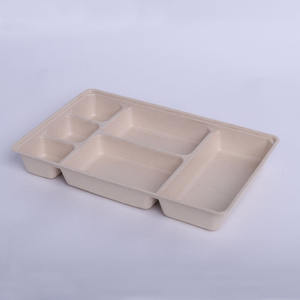 Barquettes et assiettes jetables biodégradables imperméables à six compartiments en pulpe de canne à sucre, qualité commerciale, usage industriel - Product Image 2