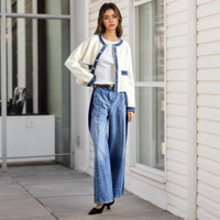Veste longue en fourrure et toile, style vintage français, écologique, transfrontalier, européen et américain, à manches longues