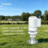 Veinasa Mini-C7AG 7-in-1 Pemantau Lingkungan Meteorologi Sensor Kecepatan Angin Arah Angin Suhu Kelembaban Tekanan Udara