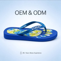Tongs en EVA bleu roi pour hommes, imprimées de motifs floraux tropicaux, avec sangle gaufrée, pour l'été et la plage, style unisexe, personnalisables avec logo OEM