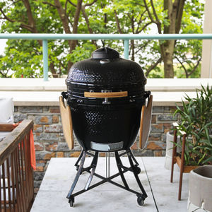 Parrilla Kamado Auplex de 24 Pulgadas, Ahumador de Hierro y Cerámica, Barbacoa Portátil para Cocina al Aire Libre con Caja de Madera - Product Image 1