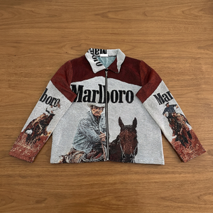 Blouson à capuche ample et respirant avec fermeture éclair, imprimé cheval cowboy vintage, brodé, style western, streetwear - Product Image 3