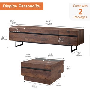 Nuovo Arrivo: Mobile <span class=keywords><strong>TV</strong></span> Moderno 3 in 1 in Legno con Armadietti Contenitori e <span class=keywords><strong>Base</strong></span> in Metallo - Product Image 3