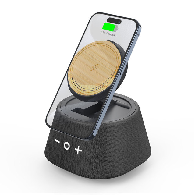 2026 New Trending Portable Wireless Charging Speaker Magnetic Wireless Charger and Mini Speaker With Blue and Tooth for Gifts