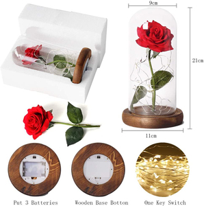 Decorazione per la Camera, Rosa Eterna Incantata Conservata in Cupola di Vetro, Rosa in Foglia d'Oro 24k per la Festa della Mamma e San Valentino - Product Image 3