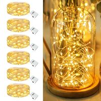 Lampu Peri Tembaga Dalam Ruangan, Lampu LED Berkelap-kelip Bertenaga Baterai, Lampu Mini String Grosir, Tahan Air, Dekorasi Pernikahan Stoples Mason