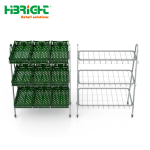 3-Tier Metal <b>Wire</b> <b>Shelving</b> Rack with Green Crates for Grocery Store Supermarket Retail Display Storage - Product Image 4