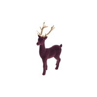 Figurine Dekorasi Natal Rusa Modern Berbahan Beludru Burgundy 15x23cm Hadiah Menarik untuk Meja Pesta, Rak, dan Pajangan Rumah