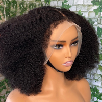Perruque Bouclée Afro Crépue en Cheveux Naturels Lace Front 13x4, Perruque à Fermeture en Dentelle 4x4 pour Femmes, Densité 250%