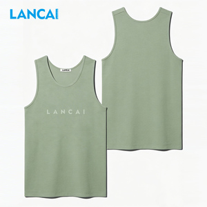 Camisetas sin Mangas Lisas y Ajustadas con Logotipo Personalizado a Precio de Fábrica Lancai, Ropa Deportiva sin Mangas, Camiseta de Algodón 100% para Hombre - Product Image 3