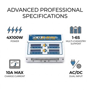 Chargeur d'équilibrage intelligent 4 canaux EV-Peak CQ3 AC/DC double entrée 4x100W de qualité supérieure pour <span class=keywords><strong>batterie</strong></span> LiPo de drone UAV (vente <span class=keywords><strong>en</strong></span> gros) - Product Image 4
