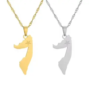 Africa Somalia Map Pendant Necklaces for Women Men Gold/Silver Color Africa Stainless Steel Necklace Party Birthday Jewelry Gift