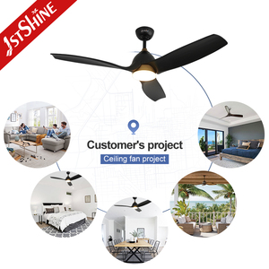 Ventilador de techo Led 1stshine, habitación grande 3, madera maciza, diseño dorado y negro, iluminación LED de 64 pulgadas, ventilador de techo grande - Product Image 5