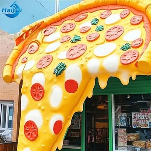 Escultura de <span class=keywords><strong>Pizza</strong></span> Hiperrealista de Fibra de Vidrio con Aderezos de Salchicha y Champiñones, Pintada a Mano, Decoración Artística para Restaurantes Comerciales - Product Image 3