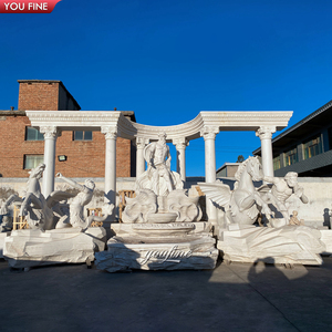 YOUFINE Fuente de <span class=keywords><strong>Trevi</strong></span> de mármol blanco tallada a mano de gran tamaño, con diseño de Dios del Mar de la mitología, para punto central de referencia en una mansión - Product Image 4