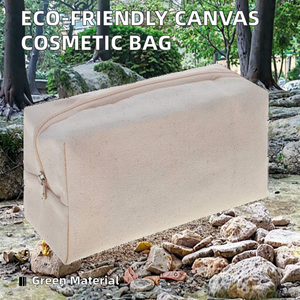 Usine de gros personnalisé écologique 12oz toile fermeture éclair Portable sac cosmétique grande capacité pochette de maquillage Durable pour sacs - Product Image 2