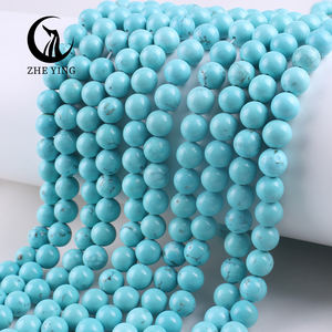 Zhe Ying оптовая продажа 6/8/10 мм внутренний монгольский бирюзовый браслет Бирюзовый бисер натуральный круглый натуральный камень Бирюзовый бисер - Product Image 4