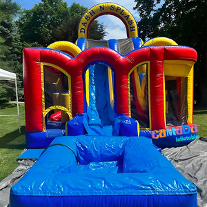 Castillo Inflable con Tobogán Dash N <span class=keywords><strong>Splash</strong></span> para Niños, Juegos Inflables, Combo Acuático, Castillo Gigante con Obstáculos para Fiestas - Product Image 1