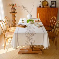 Nappe Imperméable Simple et Moderne à Motif Brodé, Écologique, Respirante, en Coton et Lin Mélangés, Tissée