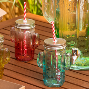 Promoción: Vaso de Vidrio Personalizado para Cócteles con Diseño de Cactus, Apto para Lavavajillas, de Vidrio Sodocálcico, para Bares, Clubes, Fiestas Temáticas Mexicanas, Jugos, Margaritas, 16 oz - Product Image 5