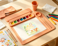 Nouveau tapis de peinture en silicone avec gobelet et palette détachables, tapis d'artisanat avec mesures pour artiste, tapis de création pour station de peinture