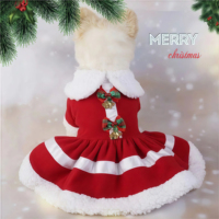 Robe de Noël pour chien, vêtements pour animaux de compagnie, décorations clochettes, costume de fête pour petit chien, polaire rouge, chaud, pour chiot, hiver, clochettes, tailles S M L XL