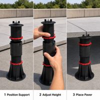 Pied de support de pavé moderne, résistant à l'eau, réglable en hauteur (75-1300 mm), avec réglage en spirale, en plastique, pour sol surélevé extérieur