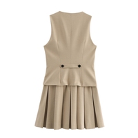 ZHEZHE mode femmes vêtements Boutique col en v Sexy gilet robes sans manches élégant formel plissé Mini robe