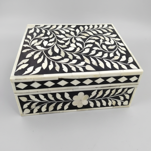 Joyero de resina artesanal indio con incrustaciones de hueso, estilo de amor náutico pulido para decoración del hogar de F S International - Product Image 1