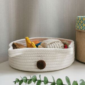 Cesta de Almacenamiento de Juguetes para Mascotas de Cuerda de Algodón Tejida a Mano, Organizador de Tela para Escritorio, Llaves, Refrigerios y Artículos Diversos para Mascotas - Product Image 4