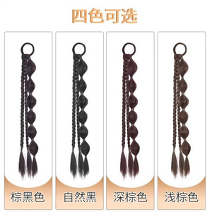 Extensiones de cabello trenzadas de calabaza sintética para mujer, estilo cola de caballo, color marrón natural, resistentes al calor, para festivales de música - Product Image 5