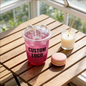 Vasos de Plástico Transparente de Pared Simple de 200 ml (32 oz) con 90 mm de Diámetro y Logotipo para Jugo - Product Image 5