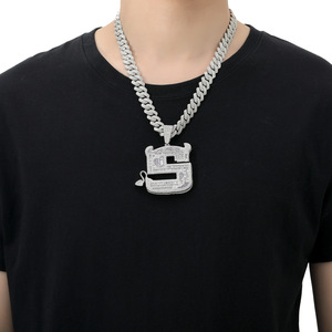BES moda Hip Hop piccola lettera del diavolo a forma di collana pendente in ottone ghiacciato zircone argento placcato per feste - Product Image 5