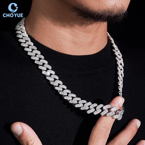 Cadena de eslabones cubanos de plata de ley 925 maciza chapada en oro con moissanita baguette de 15 mm, collar de joyería Iced Out para hombre - Product Image 2