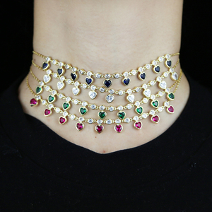 Thời Trang Trái Tim Mini Bezel Bling <span class=keywords><strong>Dangle</strong></span> Charm Vòng Cổ Choker Phụ Nữ - Product Image 6