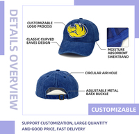 Gorro de Béisbol de Diseño Personalizado de Alta Calidad con Logotipo Personalizado, 6 Paneles, Visera Curva, Impresión 3D, Algodón Lavado Vintage