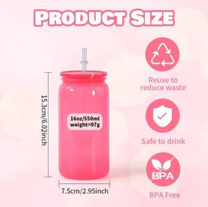 Pot en forme de <span class=keywords><strong>verre</strong></span> à bière Libby en plastique acrylique de 16 oz, couleur unie, avec couvercle coloré pour cadeau d'été, bricolage - Product Image 2