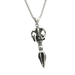 Pendentif Vajra en acier inoxydable pour homme, collier rétro punk, design animal géométrique, bijoux tendance - Product Image 5