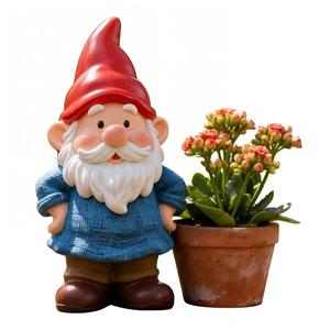 Estatua de Resina, Gnomos de <span class=keywords><strong>Jardín</strong></span>, Decoración para Exteriores, Enano <span class=keywords><strong>con</strong></span> Maceta para Hogar, Oficina, Figura Navideña y Juguete - Product Image 5