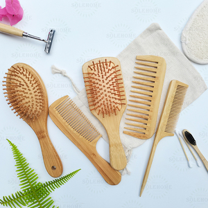 Eco-Friendly Shower <strong>Bamboo</strong>+Silicone Paddle Hair Brush <strong>Set</strong> Customized Size for Thick-Thin-Curly Hair Dry Bathroom <strong>Washing</strong> Case - Product Image 3