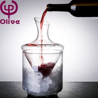 Carafe à whisky et bière Gift Core, distributeur rapide, 1000 ml, bouche biseautée, base conique, seau à glace, ensemble de carafe à vin en cristal