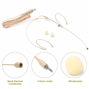 Geräuschunterdrückendes Leichtgewichtiges Design 3,5mm Stecker Beige Kabelgebundenes Doppelohr-Headset mit Mikrofon zum Singen, Sprechen und für Live-Streaming - Product Image 3
