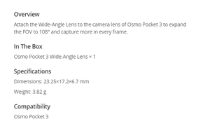 Accessoires d'origine pour caméra stabilisée Pocket 3, objectif grand angle pour la photographie d'action et de sport - Product Image 6